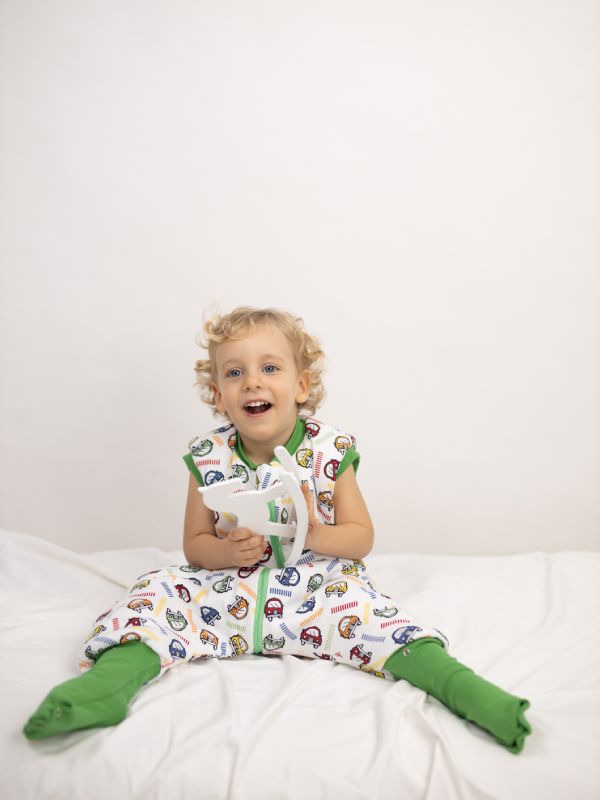Liberina vreća za spavanje sa nogavicama - punjena - bez rukava - dodatak za stopala - Autići zeleni