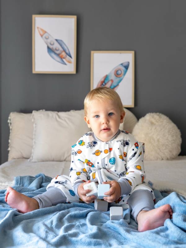 Vreća za spavanje sa nogavicama - dva sloja pamuka - skidajući rukavi - dodatak za stopala - Astronauti - 1.0 TOG