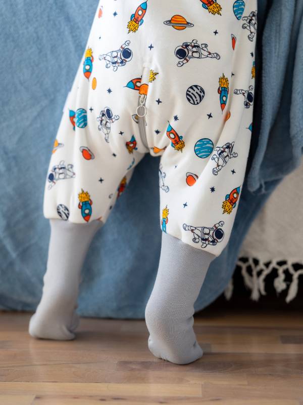 Vreća za spavanje sa nogavicama - dva sloja pamuka - skidajući rukavi - dodatak za stopala - Astronauti - 1.0 TOG