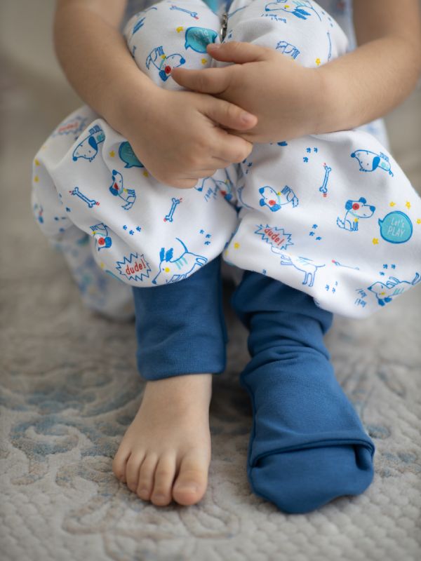 Liberina vreća za spavanje sa nogavicama - jedan sloj pamuka - bez rukava - dodatak za stopala - Plave kuce