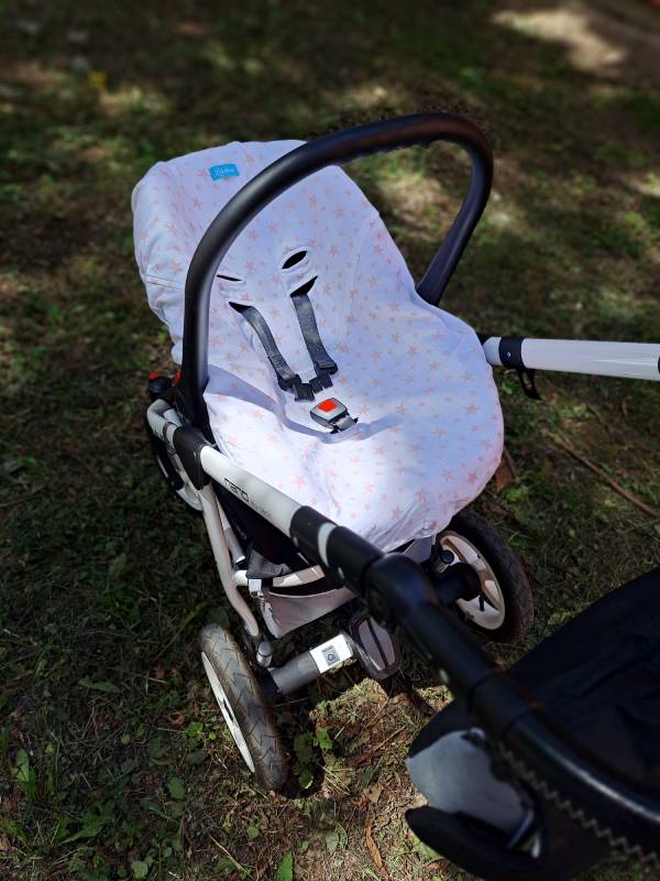  Liberina presvlaka za kolica - bebi auto sedište od pamučnog muslina - Roze zvezdice