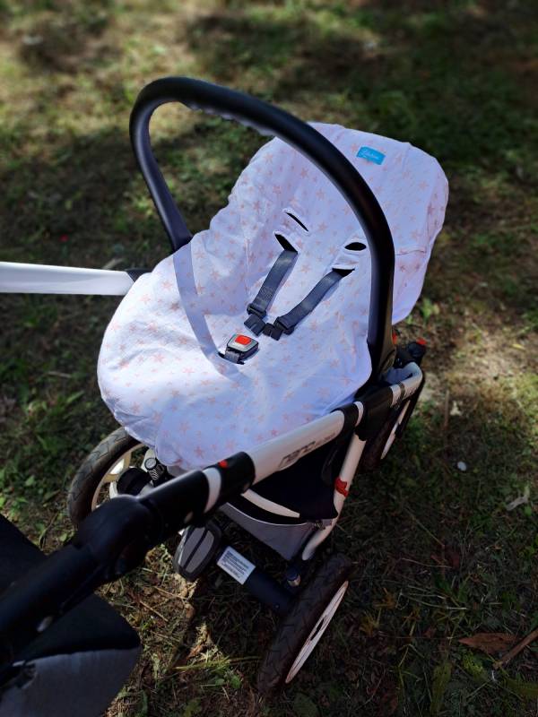  Liberina presvlaka za kolica - bebi auto sedište od pamučnog muslina - Roze zvezdice