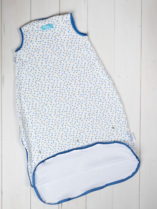 Liberina vreća za spavanje bez nogavica - dva sloja pamuka - bez rukava - Zvezdice plavo-sive