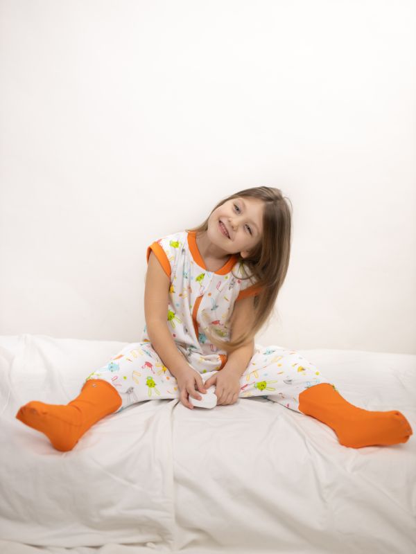 Liberina vreća za spavanje sa nogavicama - dva sloja pamuka - bez rukava - dodatak za stopala - Zeke narandžaste