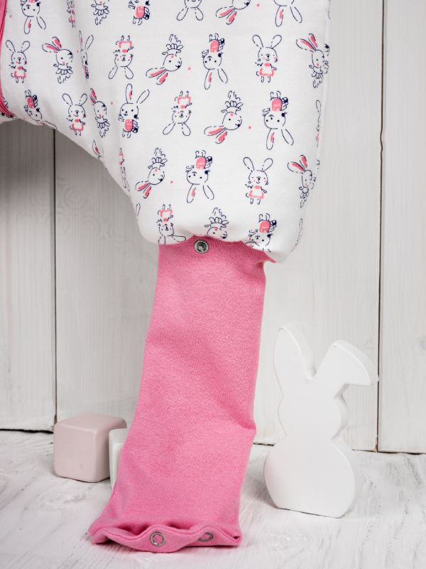Liberina vreća za spavanje sa nogavicama - dva sloja pamuka - dugi rukavi koji se skidaju- dodatak za stopala - Zeke roze