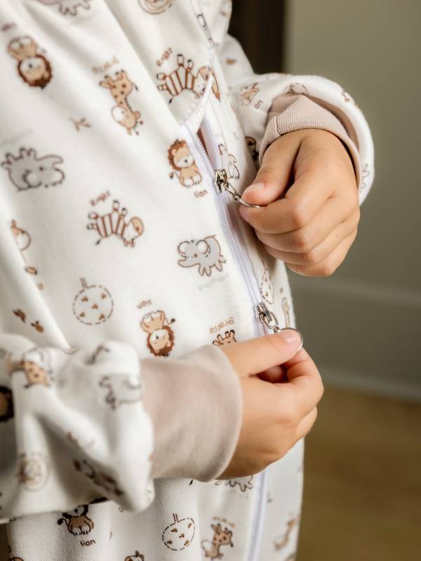 Liberina vreća za spavanje sa nogavicama - dva sloja pamuka - dugi rukavi koji se skidaju - dodatak za stopala - Savana - 1.0 TOG