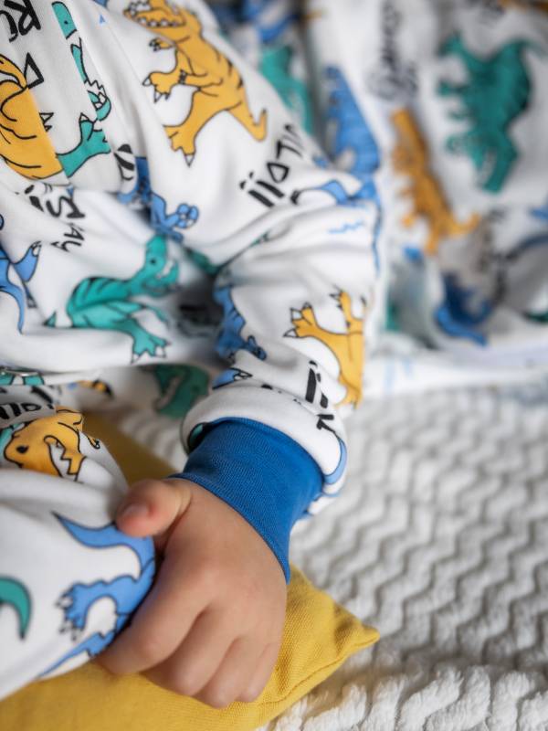 Vreća za spavanje sa nogavicama - dva sloja pamuka - skidajući rukavi - dodatak za stopala - Dino wild - 1.0 TOG