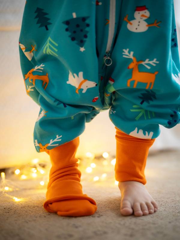 Vreća za spavanje sa nogavicama - dva sloja pamuka - skidajući rukavi - dodatak za stopala - Novogodišnja - 1.0 TOG