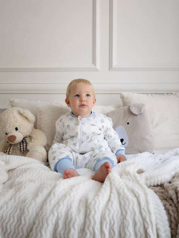 Vreća za spavanje sa nogavicama - dva sloja pamuka - skidajući rukavi - dodatak za stopala - Plava Savana - 1.0 TOG