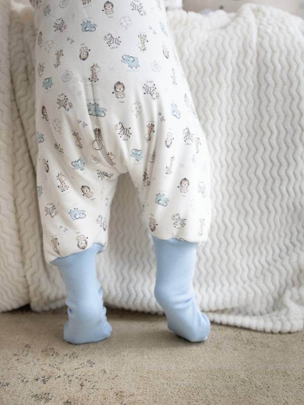 Vreća za spavanje sa nogavicama - dva sloja pamuka - skidajući rukavi - dodatak za stopala - Plava Savana - 1.0 TOG