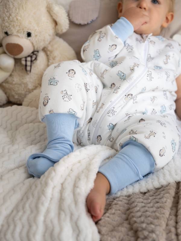 Vreća za spavanje sa nogavicama - dva sloja pamuka - skidajući rukavi - dodatak za stopala - Plava Savana - 1.0 TOG