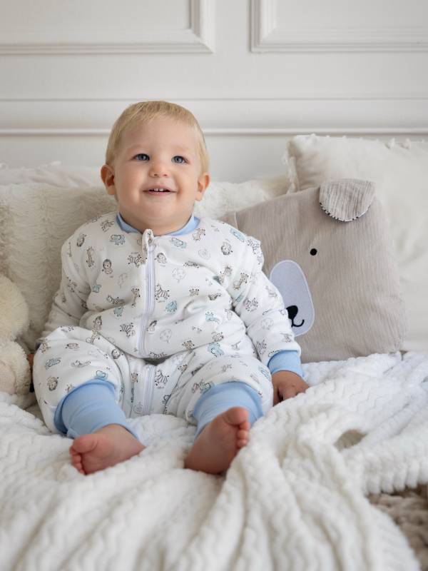 Vreća za spavanje sa nogavicama - dva sloja pamuka - skidajući rukavi - dodatak za stopala - Plava Savana - 1.0 TOG