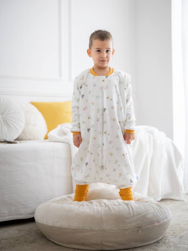 Vreća za spavanje sa nogavicama - dva sloja pamuka - skidajući rukavi - dodatak za stopala - Pospana savana - 1.0 TOG