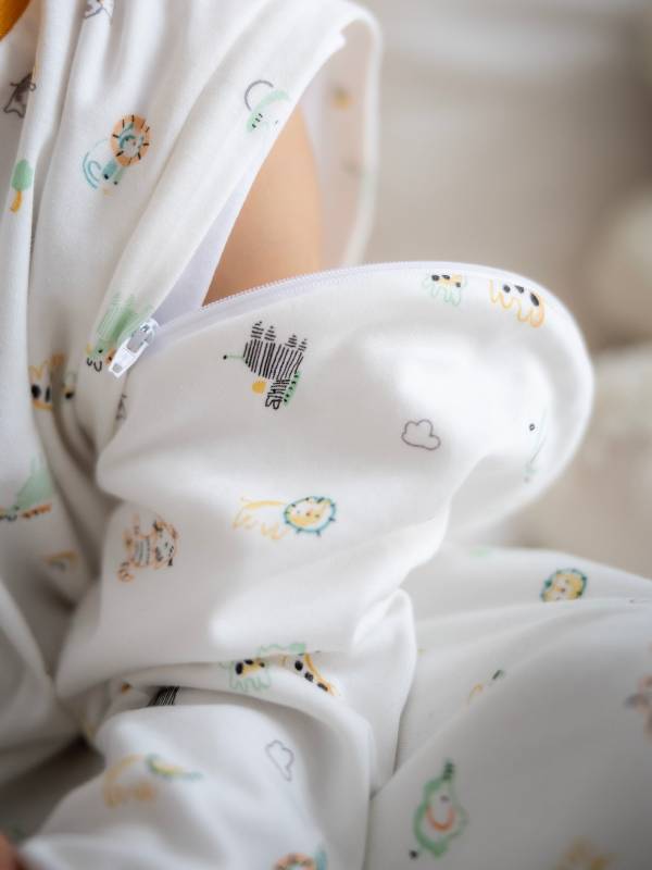 Vreća za spavanje sa nogavicama - dva sloja pamuka - skidajući rukavi - dodatak za stopala - Pospana savana - 1.0 TOG