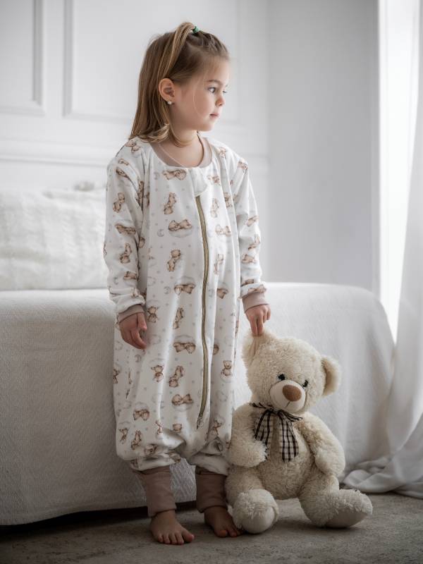 Vreća za spavanje sa nogavicama - dva sloja pamuka - skidajući rukavi - dodatak za stopala - Sanjivi meda - 1.0 TOG