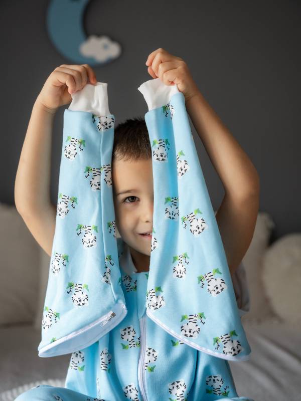 Vreća za spavanje sa nogavicama - dva sloja pamuka - skidajući rukavi - dodatak za stopala - Tigrići - 1.0 TOG