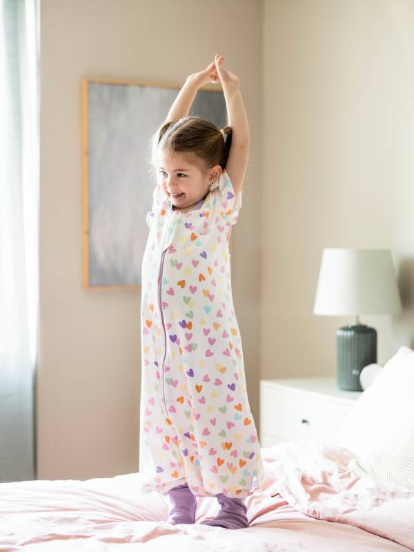 Vreća za spavanje sa nogavicama - jedan sloj pamuka - bez rukava - dodatak za stopala - Srca karneri - 0.5 TOG