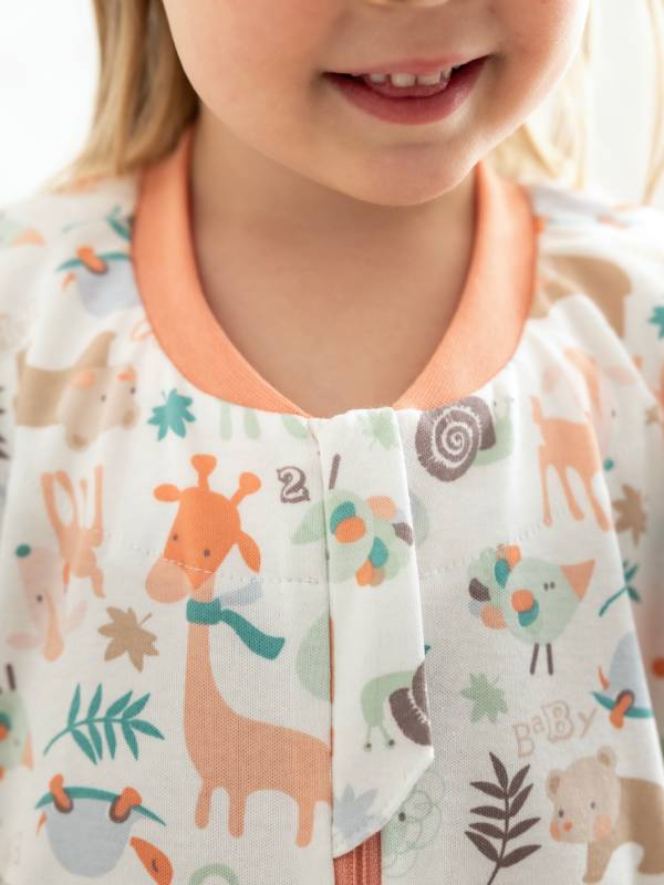 Vreća za spavanje sa nogavicama - jedan sloj pamuka - bez rukava - dodatak za stopala - Životinjice karneri - 0.5 TOG