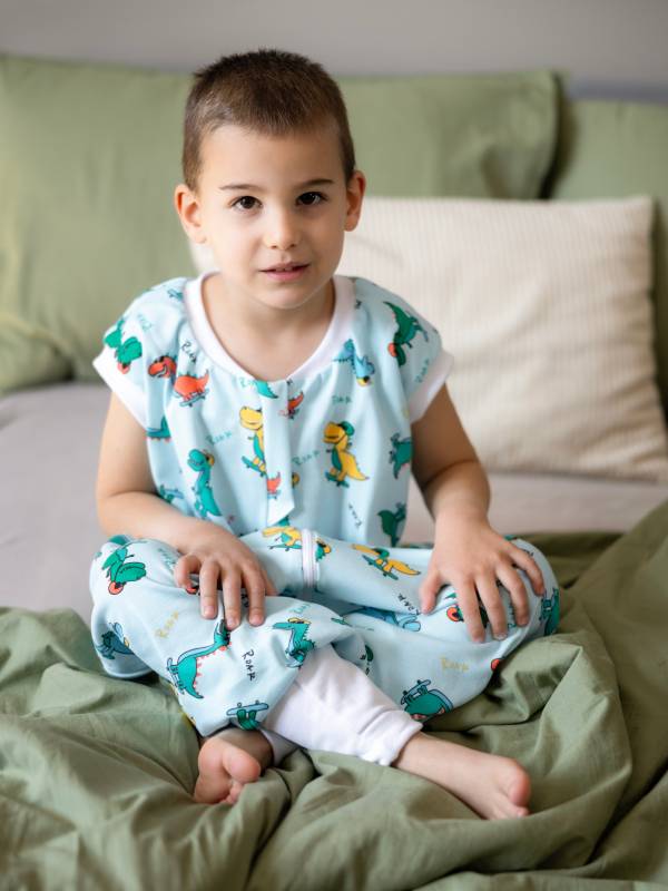 Vreca za spavanje sa nogavicama-punjena-bez rukava-dodatak za stopala-Veseli dino-2.5 TOG