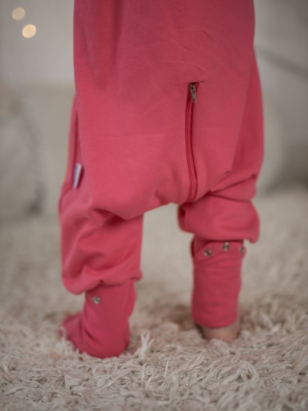 Liberina vreća za spavanje sa nogavicama - dva sloja pamuka - bez rukava - dodatak za stopala - Tamno roze