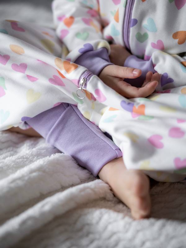 Vreća za spavanje sa nogavicama - dva sloja pamuka - skidajući rukavi - dodatak za stopala - Srca - 1.0 TOG