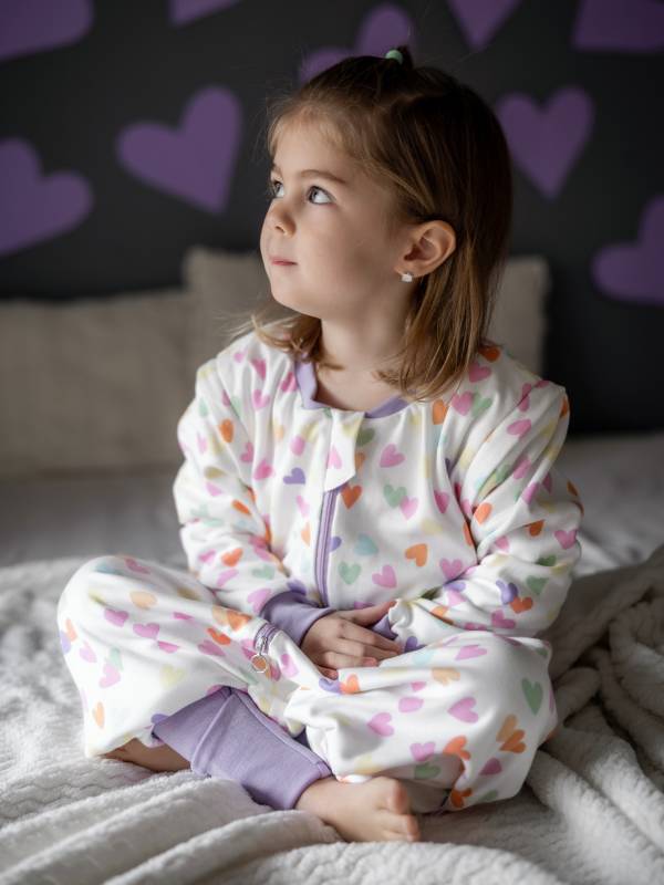 Vreća za spavanje sa nogavicama - dva sloja pamuka - skidajući rukavi - dodatak za stopala - Srca - 1.0 TOG