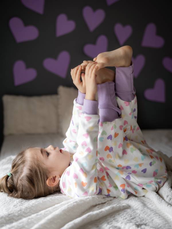 Vreća za spavanje sa nogavicama - dva sloja pamuka - skidajući rukavi - dodatak za stopala - Srca - 1.0 TOG