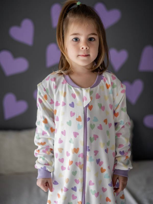 Vreća za spavanje sa nogavicama - dva sloja pamuka - skidajući rukavi - dodatak za stopala - Srca - 1.0 TOG