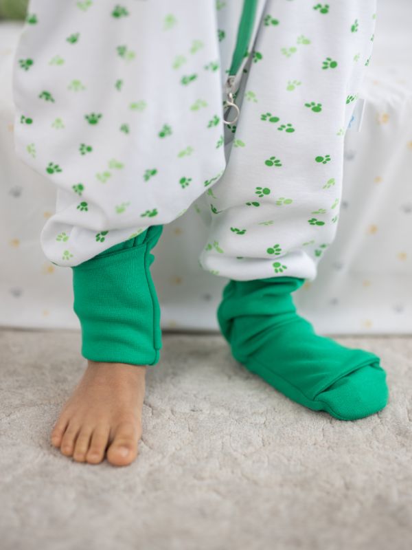 Liberina vreća za spavanje sa nogavicama - punjena - bez rukava - dodatak za stopala - Zelene šapice