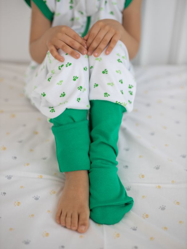 Liberina vreća za spavanje sa nogavicama - punjena - bez rukava - dodatak za stopala - Zelene šapice