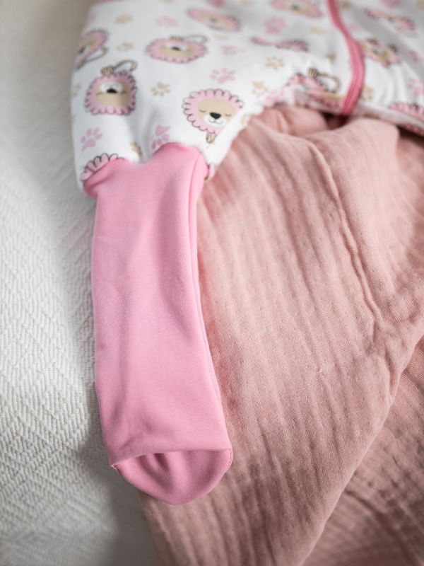 Liberina vreća za spavanje sa nogavicama - punjena- dugi rukavi koji se skidaju - dodatak za stopala - Roze lavići