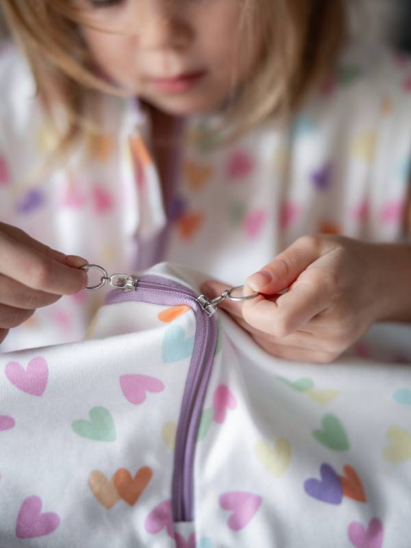 Vreća za spavanje sa nogavicama - punjena - skidajući rukavi - dodatak za stopala - Srca - 2.5 TOG